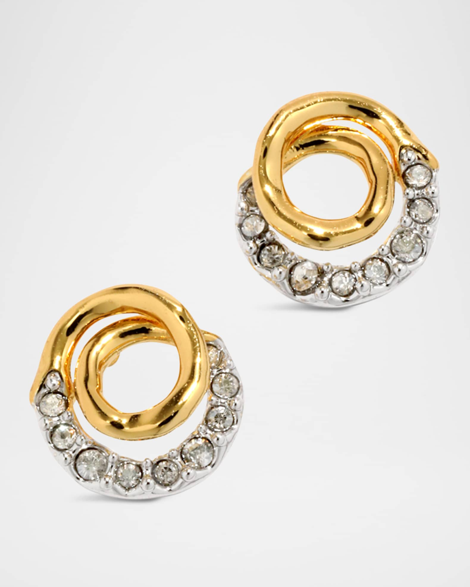 Solanales Gold Crystal Spiral Stud Earrings | Neiman Marcus