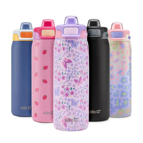 Ello Pop & Fill 18oz Stainless Steel Kids Water Bottle with Quick Fill Lid | Vacuum Insulated BPA Free Bottle with Leak Proof Straw and Chug Lid, Dishwasher Safe, Gift For Kids Teens, Winging It | Amazon (US)