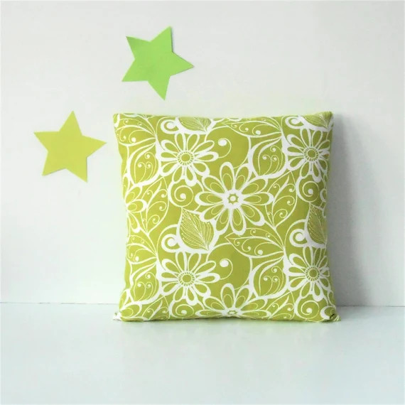 18x18 Floral Lime Green and White Pillow Cover Couch Bedroom | Etsy | Etsy (US)