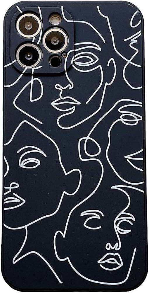 KAXLIDEN Abstract Art Line Face Design Silicone Case for iPhone 14 Pro Max 6.7" - Black | Amazon (US)