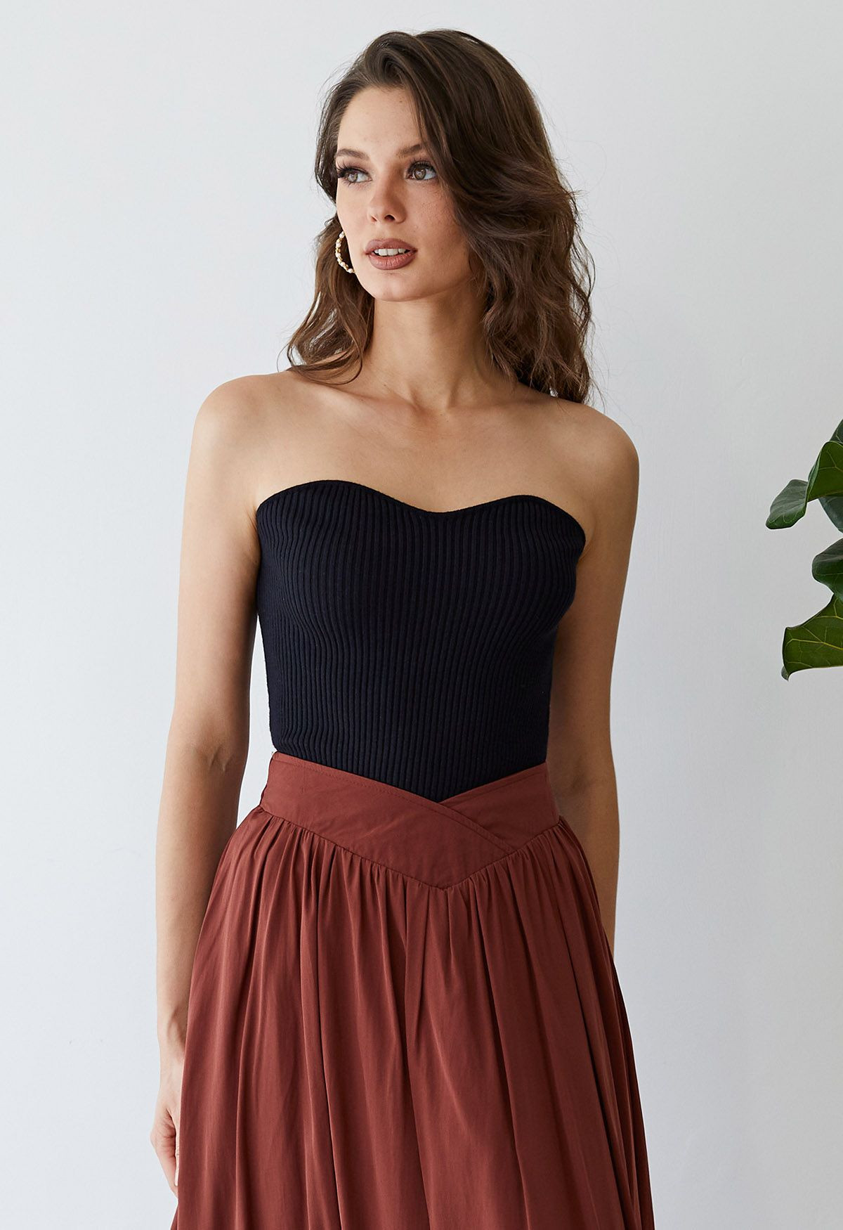 Rib Knit Bustier Tube Top in Black | Chicwish