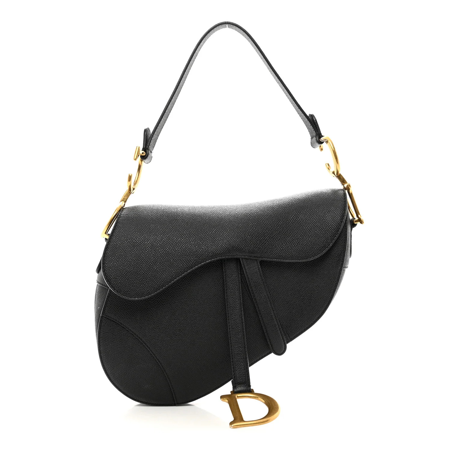 Grained Calfskin Saddle Bag Black | FASHIONPHILE (US)