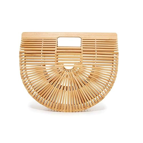 YO-Bamboo Bamboo Handbag for Women, Handmade Bamboo Purse Clutch Tote Summer Straw Beach Bag Small | Amazon (US)