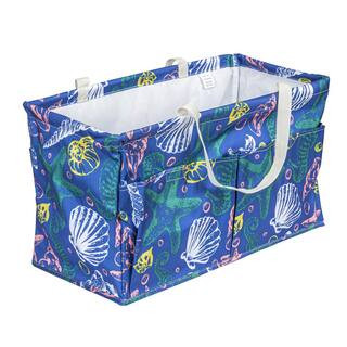 Sea Shell Canvas with Vinyl Lining Tote Bag with Handles with 4-Pockets and Handles | The Home Depot