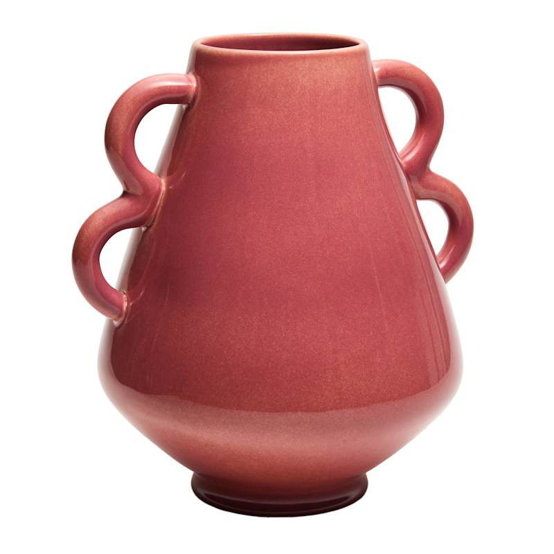 Pink Ceramic Vase with Scalloped Handles, 10" | At Home