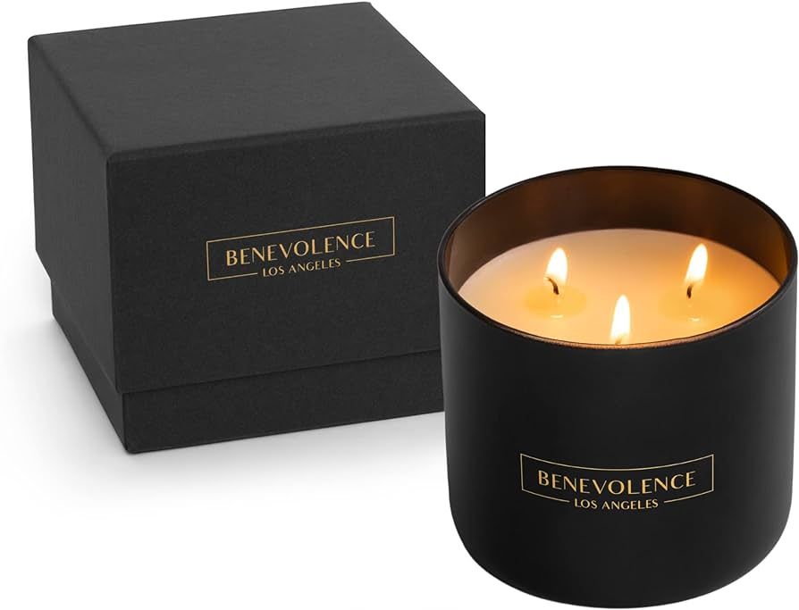 Benevolence 3 Wick Candle | Bergamot & Jasmine Large Candle | 14.5 Oz Scented Candles for Home Sc... | Amazon (US)