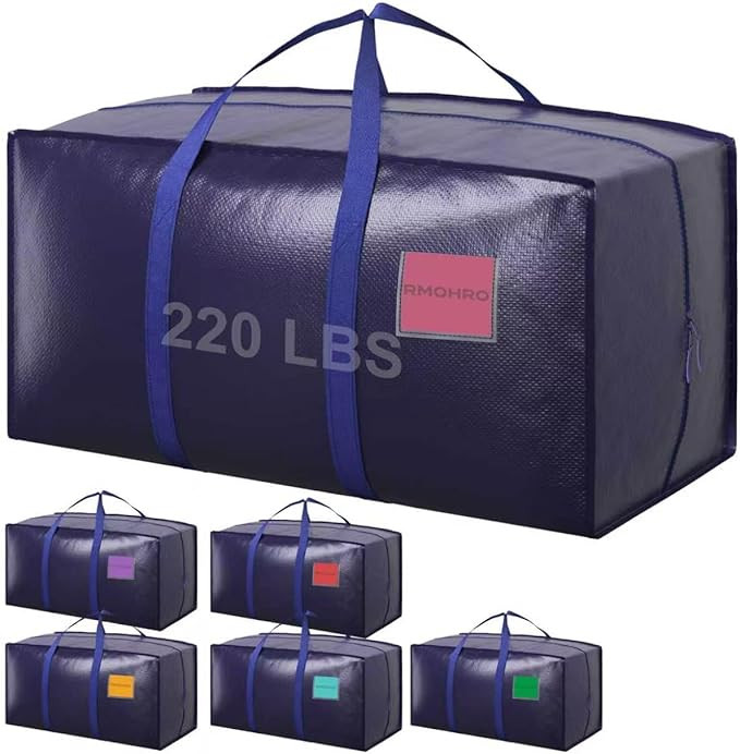 6 Pack Moving Bags Heavy Duty 210GSM with Full-Open Side Zipper, 93L 220lbs Waterproof Foldable S... | Amazon (US)