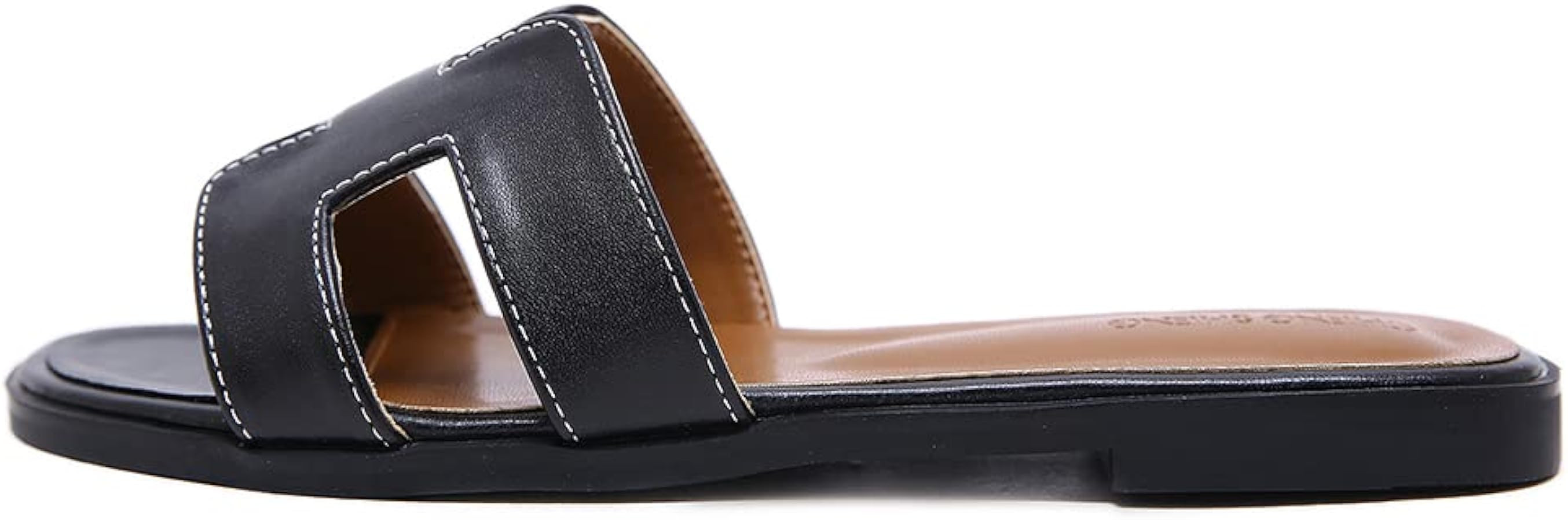 Stratuxx Kaze Womens Flat Sandals Flat Slide Sandals White,Black, Brown Flat Sandals Leopard | Amazon (US)