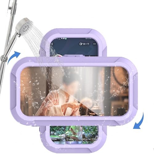 360° Rotatable Retractable Adjustable Shower Phone Case Holder,Anti-fog HD & sensitive screen ,Wall Mounted Phone Holder for Bathroom Mirror Bathtub Kitchen,Shower Accessories for 4-7" Phones,Purple | Amazon (US)