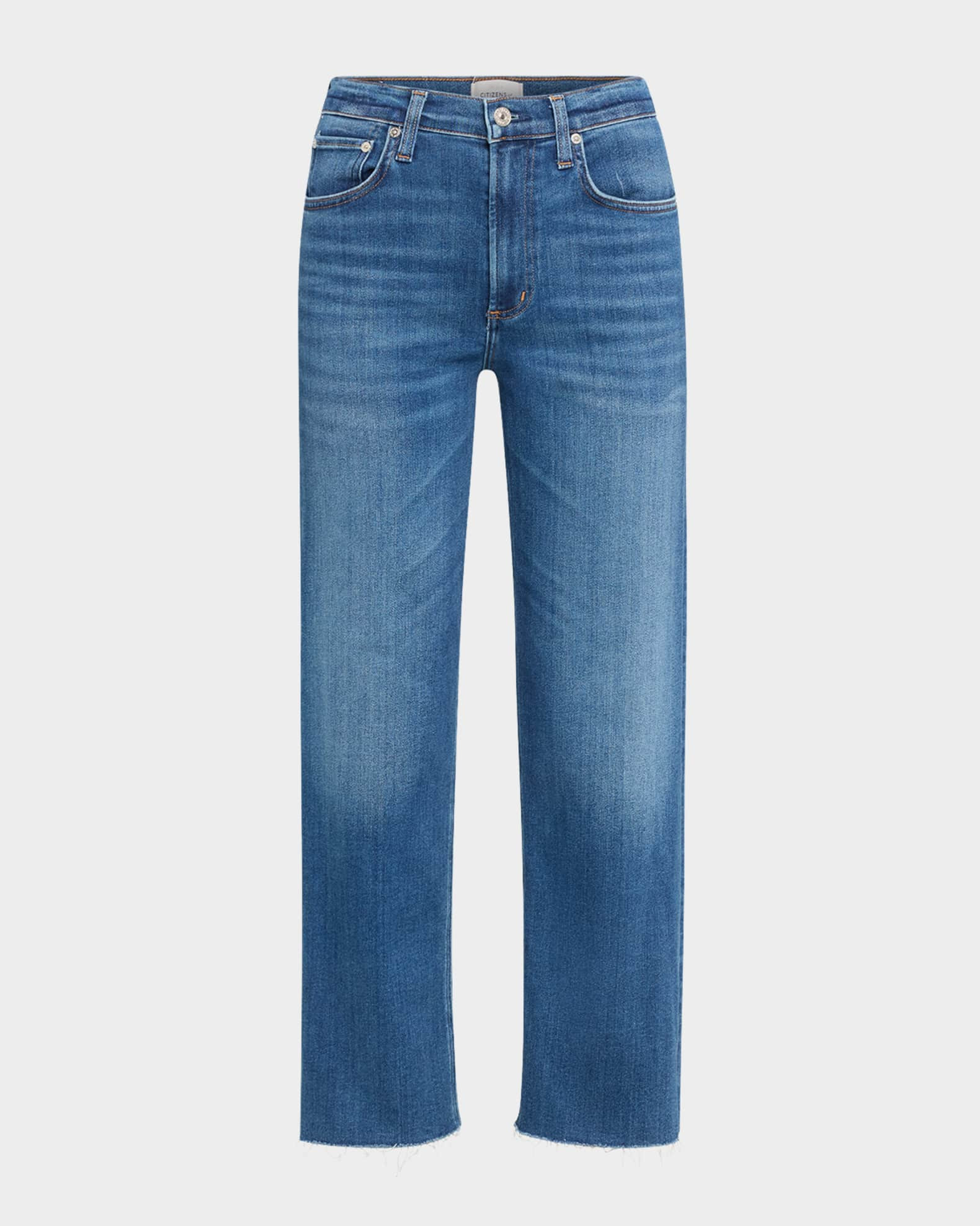 Palma Straight Raw Hem Jeans | Neiman Marcus