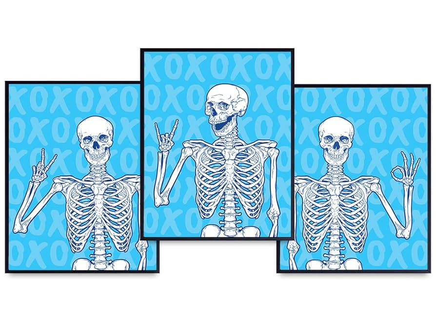 Skeleton Wall Art & Decor - Aesthetic Room Decor - Preppy Room Decor - Funny Skull Wall Decor - B... | Amazon (US)