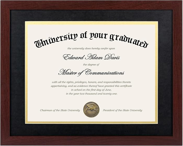 upsimples Diploma Frame with HD Glass, 11x14 Mahogany, 1 Pack | Amazon (US)