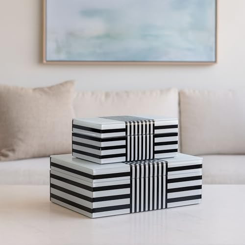 Set of 2 Decorative Storage Boxes with Lids – Wooden Organizer Boxes for Jewelry, Keepsakes, or... | Amazon (US)