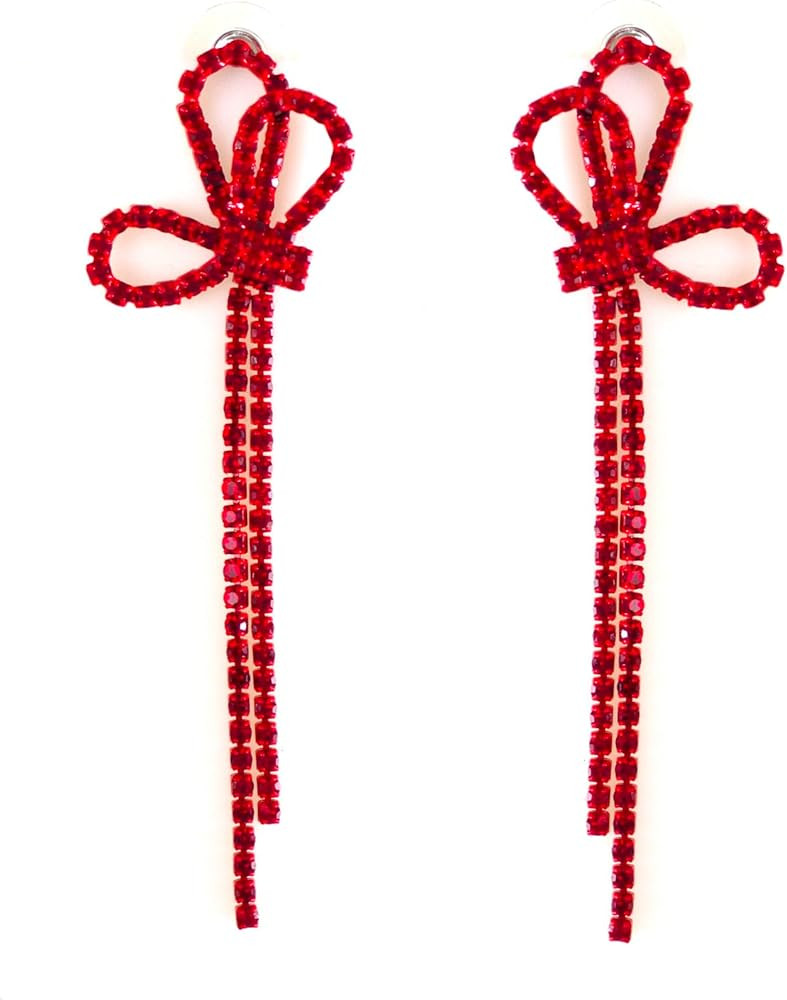 Bow Chandelier Earrings for Women,Sparkly Earrings Dangle Dangling Earring Crystal Rhinestone Dro... | Amazon (US)