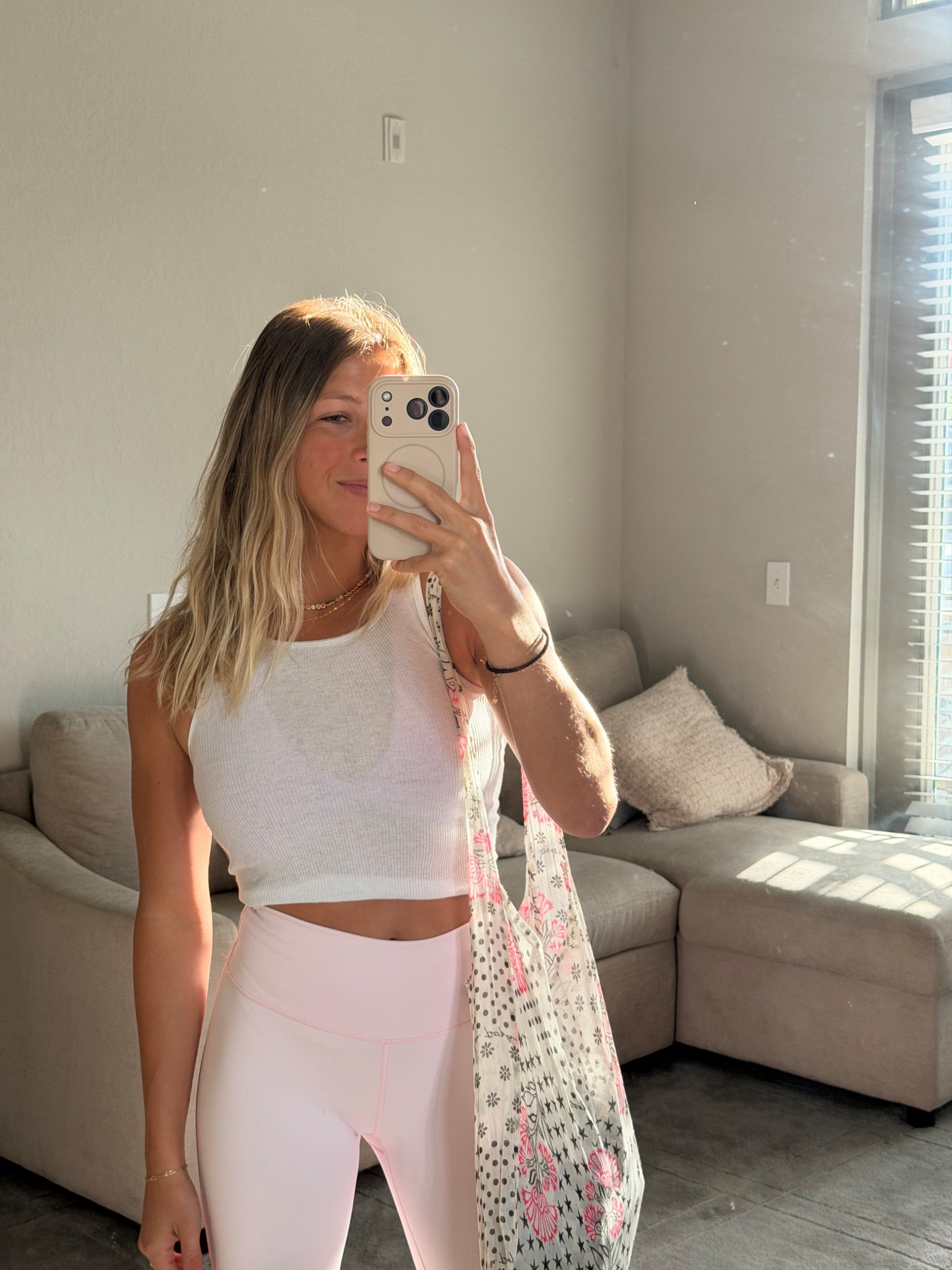 Xs leggings 
S in sports bra 