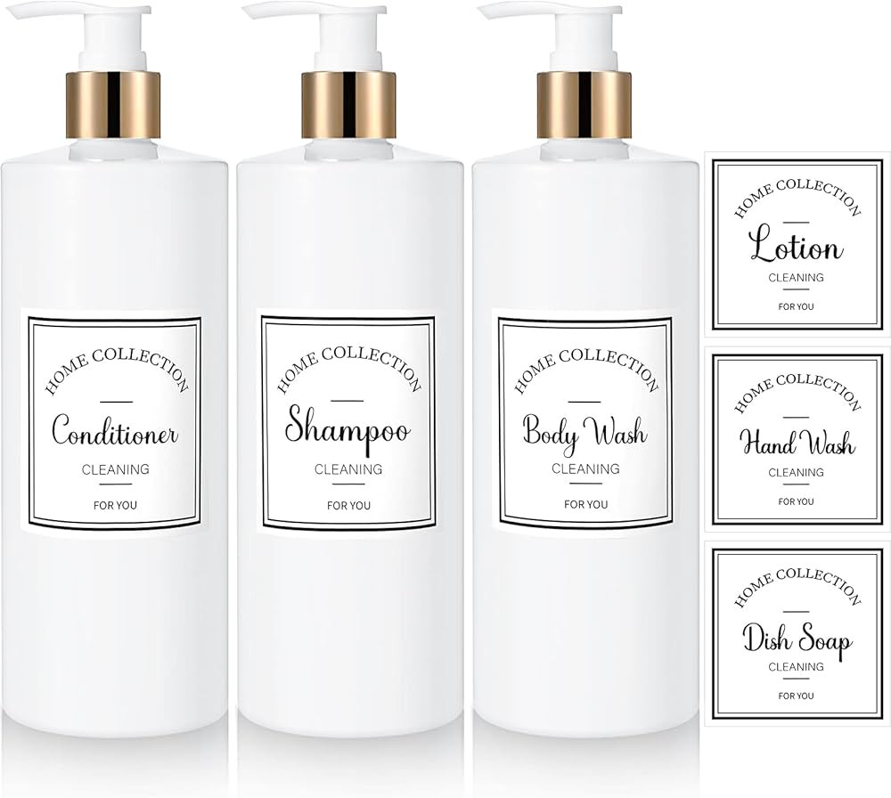 3 Pieces 16oz Pump Bottle Set Shampoo and Conditioner Bottle Plastic Refillable Soap Dispenser Sh... | Amazon (US)