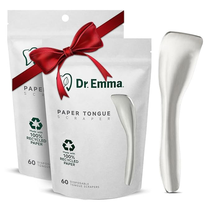 Dr. Emma Tongue Scraper, 120 Count, Disposable Tongue Cleaner for Adults, Paper Hygienic Scraper,... | Amazon (US)