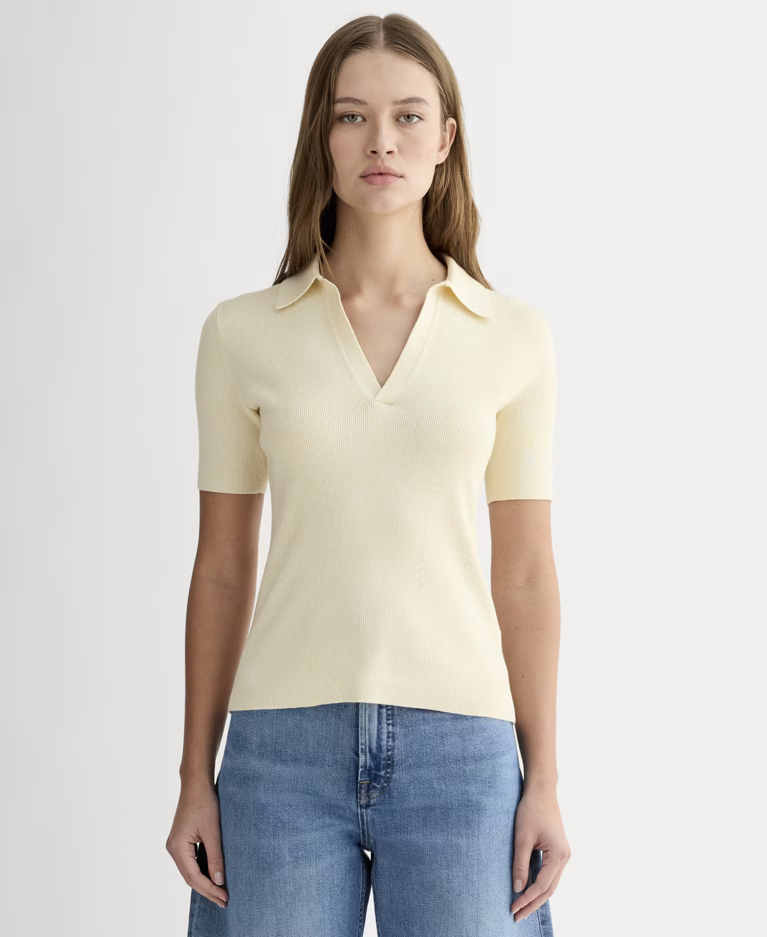 Women's Knit Polo Shirt by Everlane in Birch, Size XXS | Everlane