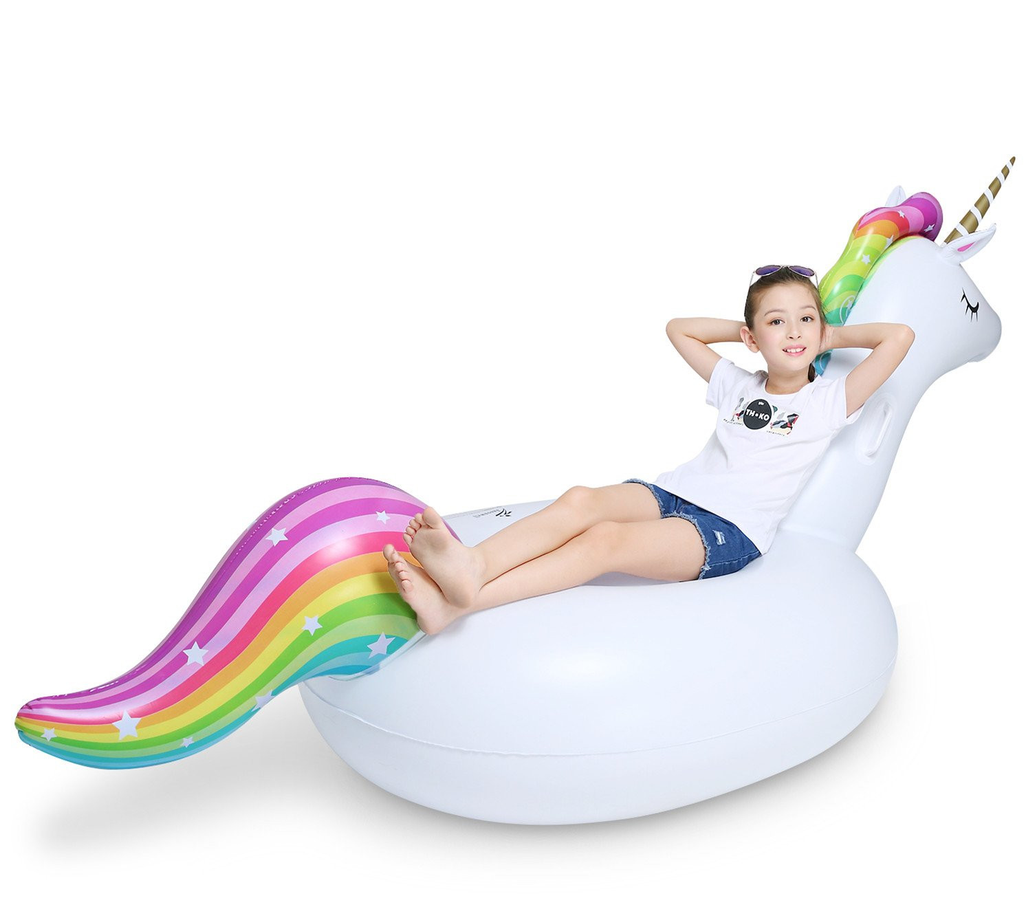 Jasonwell Big Inflatable Unicorn Pool Float Floatie Ride On with Fast Valves Large Rideable Blow ... | Amazon (US)