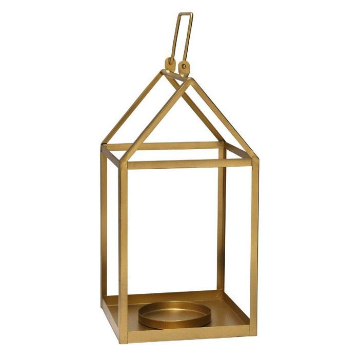 7.5" x 17.25" Open Face Lantern Gold - Stratton Home Décor | Target