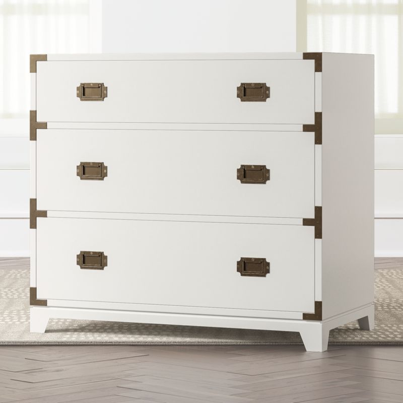 Kids White Campaign 3-Drawer Dresser + Reviews | Crate and Barrel | Crate & Barrel