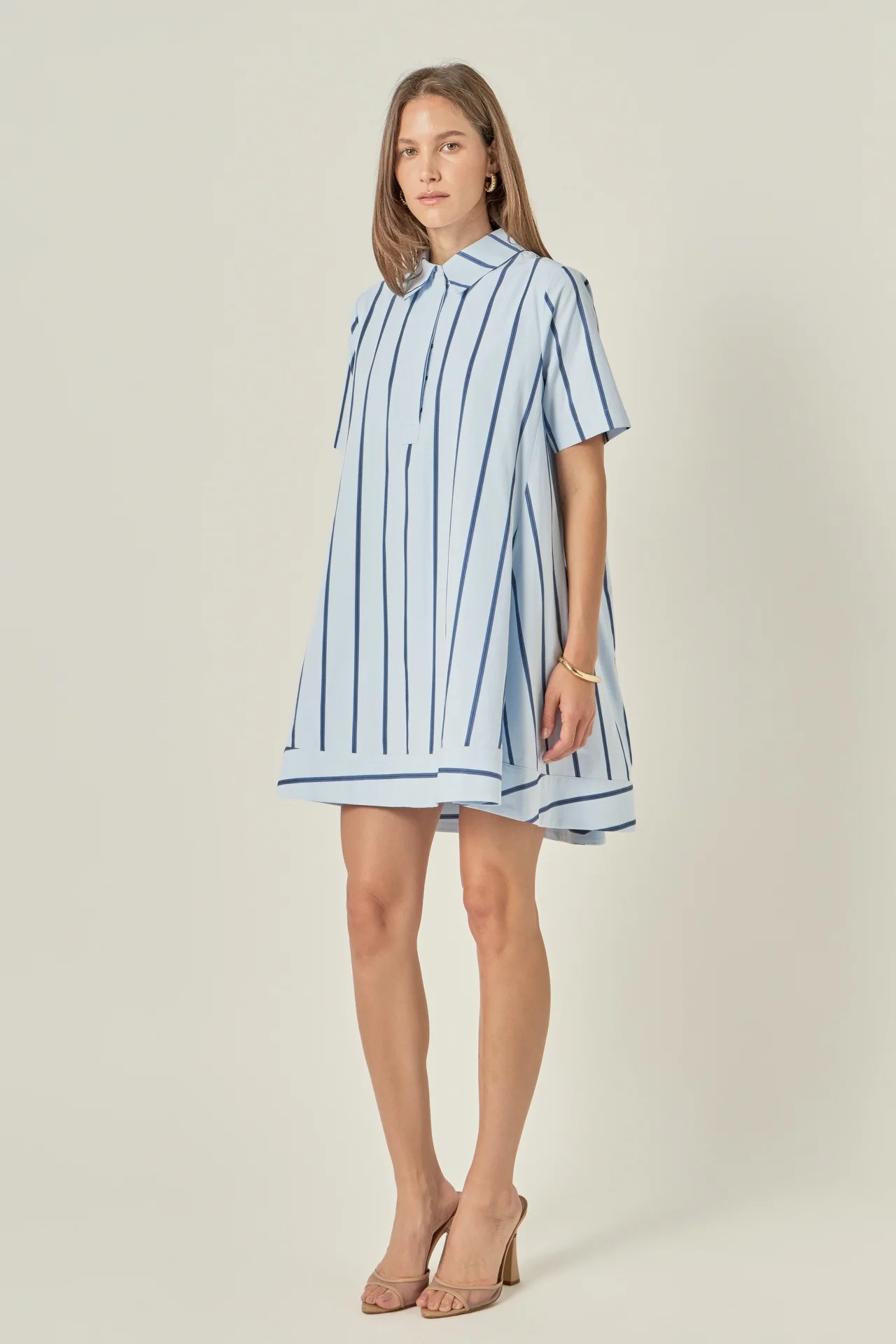 Stripe A-line Shirt Dress | English Factory