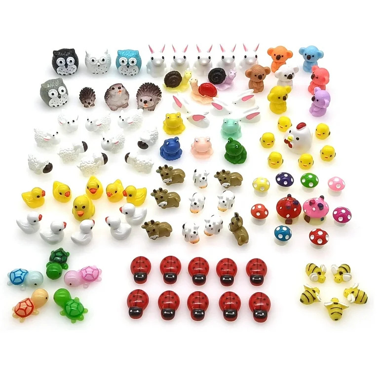 NIBERDA 100 Pcs Mini Resin Animals Figures, Mixed Tiny Plastic Animals Figurines to Hide Miniatur... | Walmart (US)