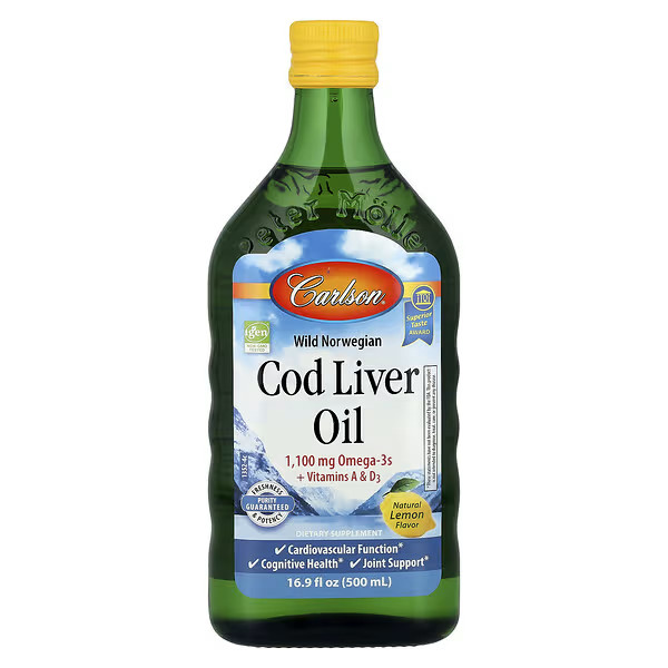 Carlson, Wild Norwegian, Cod Liver Oil, Natural Lemon , 16.9 fl oz (500 ml) | iHerb