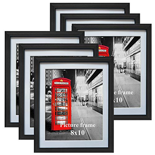 8x10 Black Picture Frames with Mat for Wall or Table Top Decoration, Set of 6 | Amazon (US)