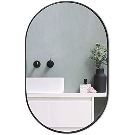 COFENY Oval Mirror, 22"x38" Black Bathroom Mirror with Mental Frame, Wall Mount Mirrors Decor for Be | Amazon (US)