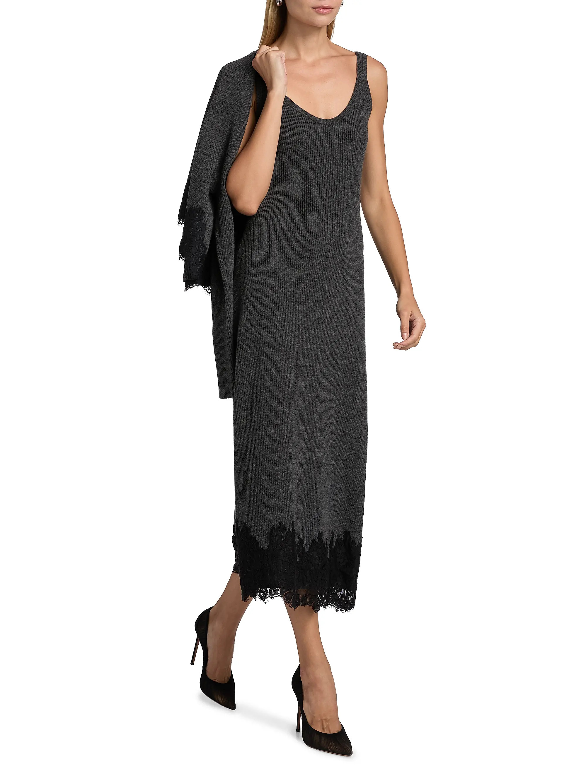 Una Rib-Knit Merino Wool Midi-Dress | Saks Fifth Avenue