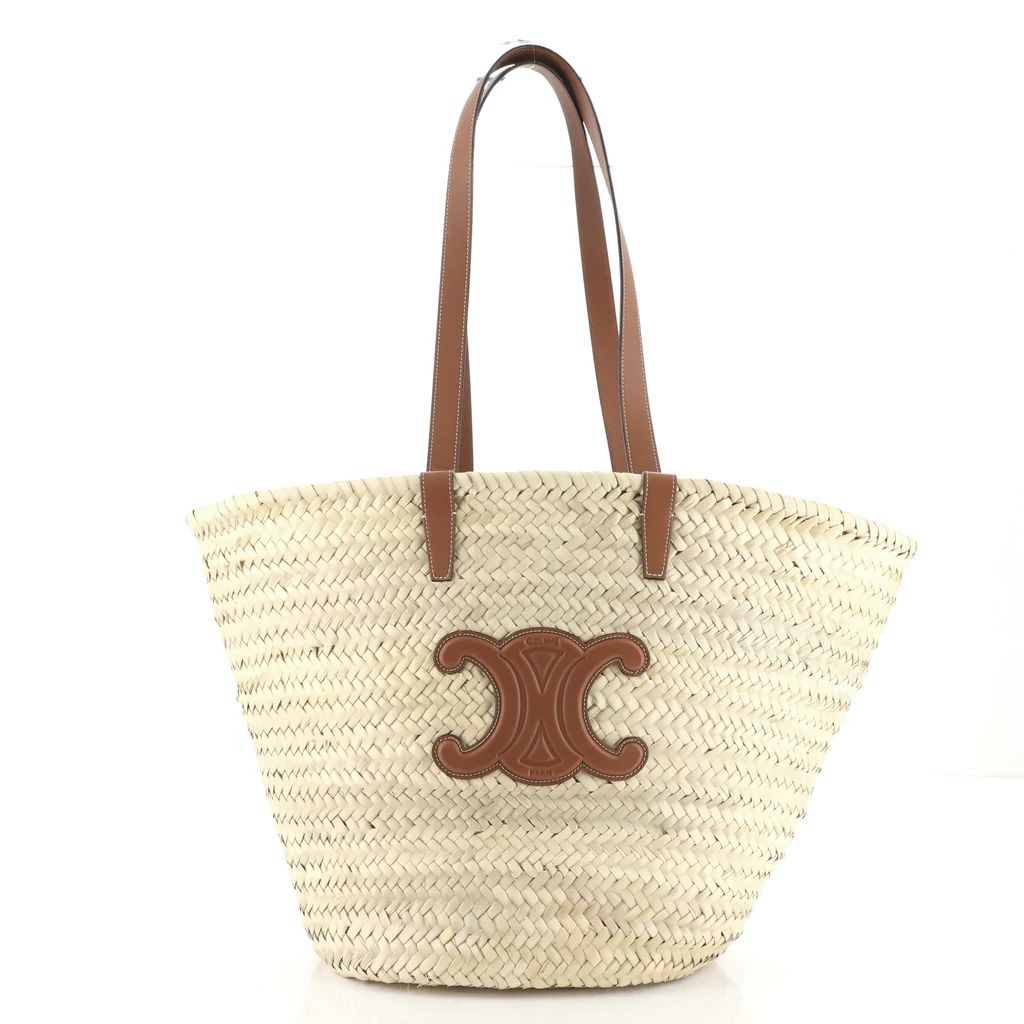 Celine Triomphe Basket Shoulder Bag Raffia with Leather Large Neutral 12520936 | Rebag