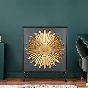 Uolfin Modern Accent Cabinet with Gold Sunburst Patterns, 31.5 Inches | Amazon (US)