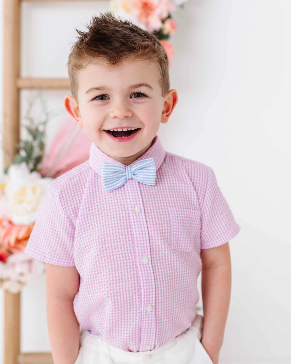 Pink Boys Short Sleeve Button Down Shirt | Bums & Roses