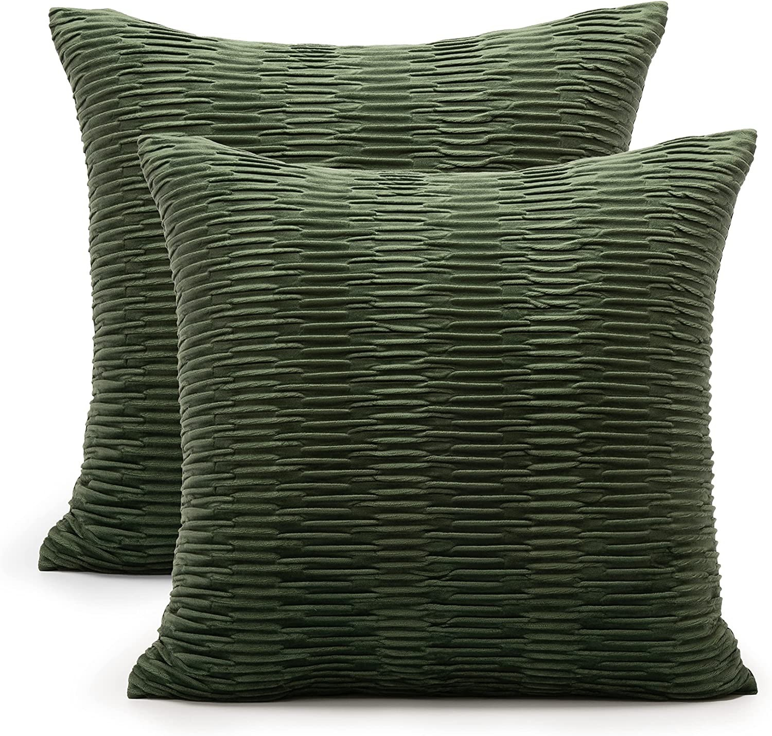 LA JOLIE MUSE Green Throw Pillow Cover, Stripe Textured Decorative Pillow Cover 18x18 Inch, Cushi... | Amazon (US)