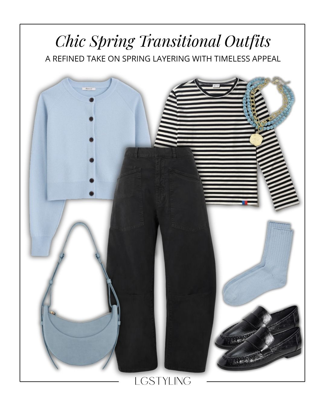 A soft, elevated take on everyday spring dressing
This look blends a lightweight blue cardigan with structured black trousers and a timeless striped top—creating that perfect balance of classic + modern styling.

Accessories keep it intentional with layered jewelry, a tonal bag, and loafers for a polished finish.

Perfect for: casual office days, coffee runs, city errands

#LTKSpring #LTKStyle #ClassicStyle #MinimalWardrobe #CapsuleCloset #EverydayChic #SpringLayers #TimelessStyle #NeutralOutfits #FrenchStyle #PolishedLooks

 

#LTKWorkwear