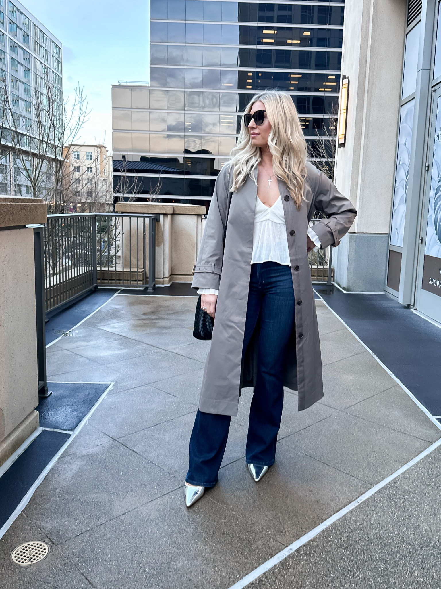 Cute trench 
Metallic kitten heels 
Date night outfit 

#LTKSeasonal #LTKover40 #LTKstyletip