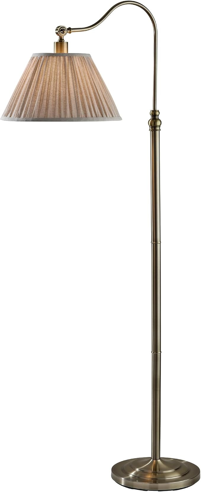 Adesso Floor Lamp, Antique Brass & Oatmeal, Pleated Shade, 63” | Shiloh 100W Arc Floor Lamp wit... | Amazon (US)