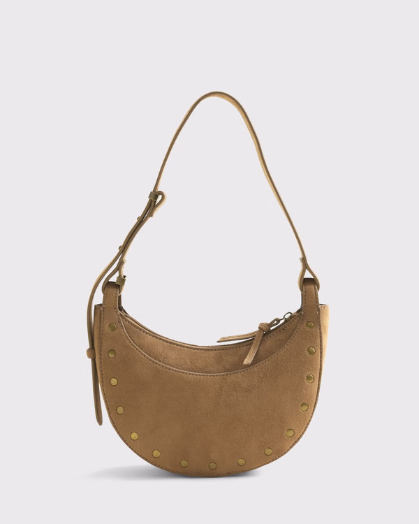 Vegan Suede Studded Saddle Bag | Abercrombie & Fitch (US)
