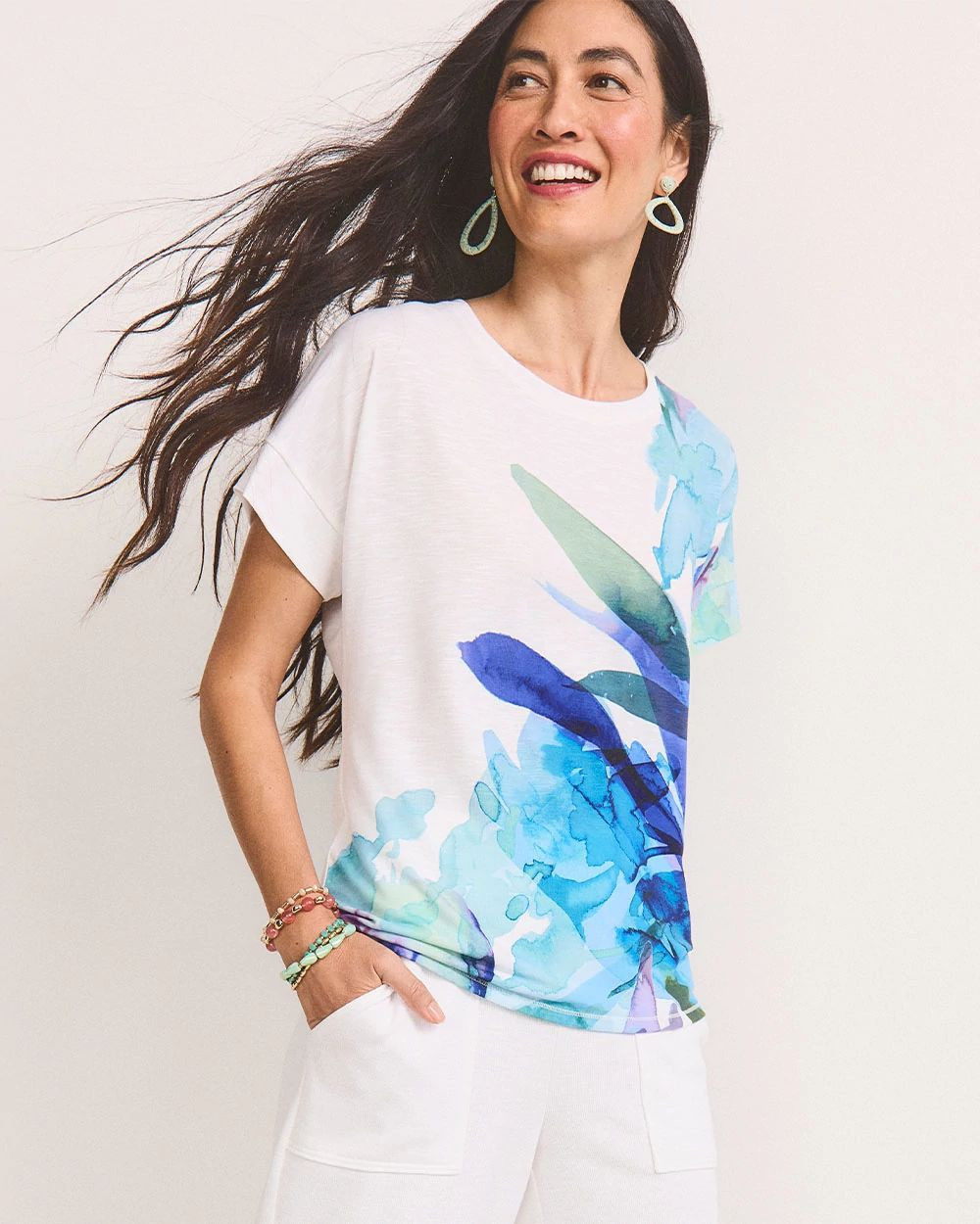 Zenergy® Floral Scoop Neck Tee | Chico's