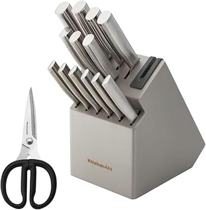 KitchenAid Gourmet Knife Block Set with Built-in Sharpener, 15-Piece, Stainless Steel | Amazon (US)