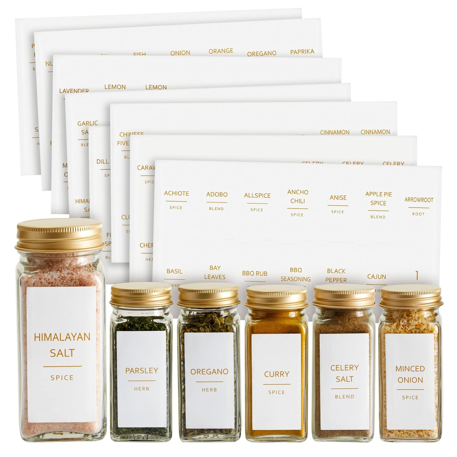 Talented Kitchen 140 Pack Minimalist Spice Jar Labels - Preprinted Water-Resistant Pantry Jar Sti... | Amazon (US)