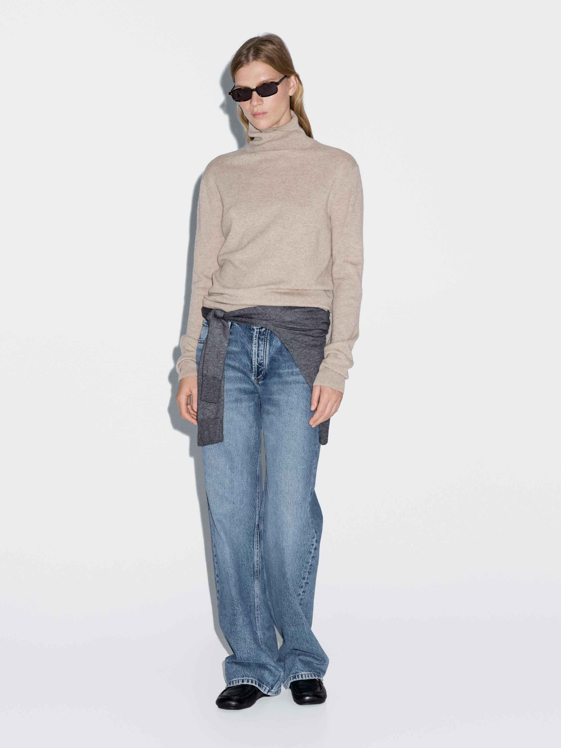 Wool blend knit sweater with high neck | Massimo Dutti UK
