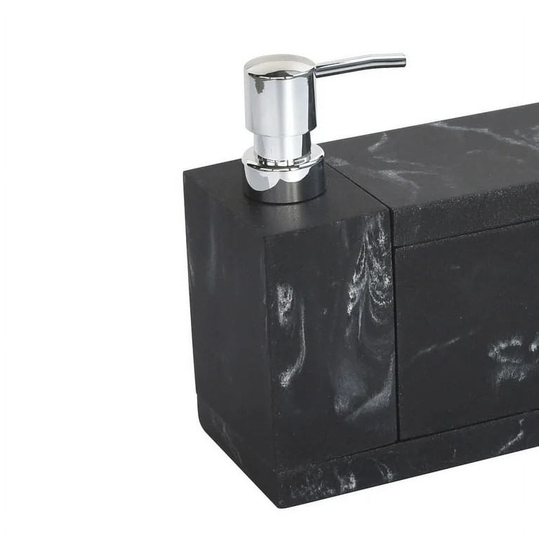 Better Homes & Gardens Black Faux Marble Finish 4 Piece Vanity Organizer Set, Resin | Walmart (US)