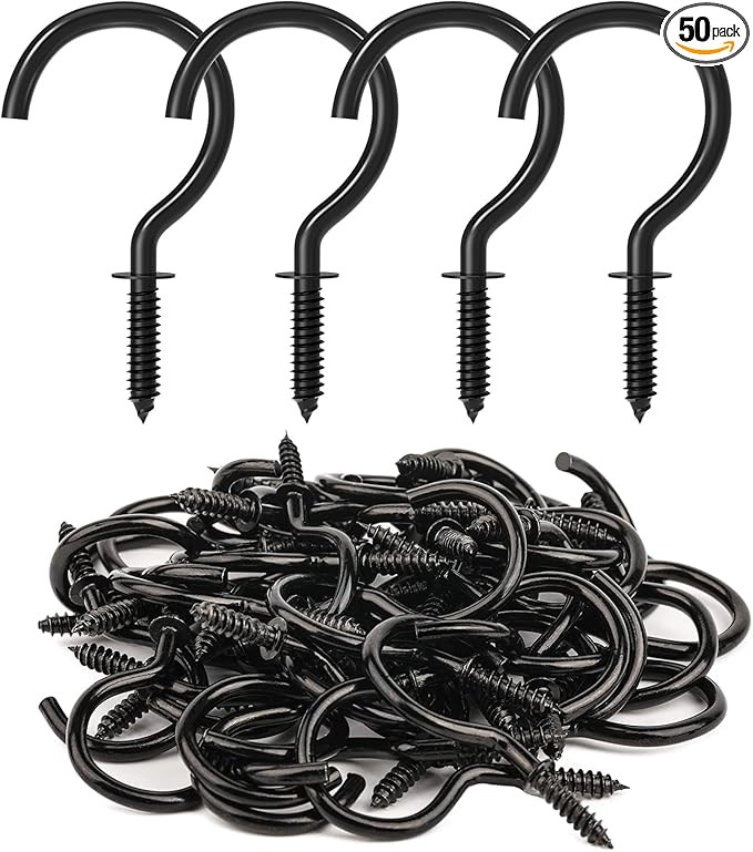 RELBRO 50 Pcs Screw Hooks, 1-1/4 Inch Cup Hooks Screw in Mug Hooks Metal Heavy Duty Screw in Wall... | Amazon (US)