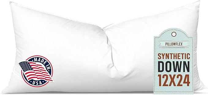 Pillowflex Synthetic Down Pillow Insert - 12x24 Down Alternative Pillow, Ultra Soft, Large Rectan... | Amazon (US)