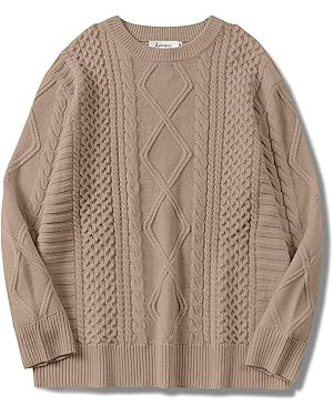 ANRABESS Sweaters for Women Oversized Cable Knit Fall Long Sleeve Crewneck Casual Pullover Sweate... | Amazon (US)