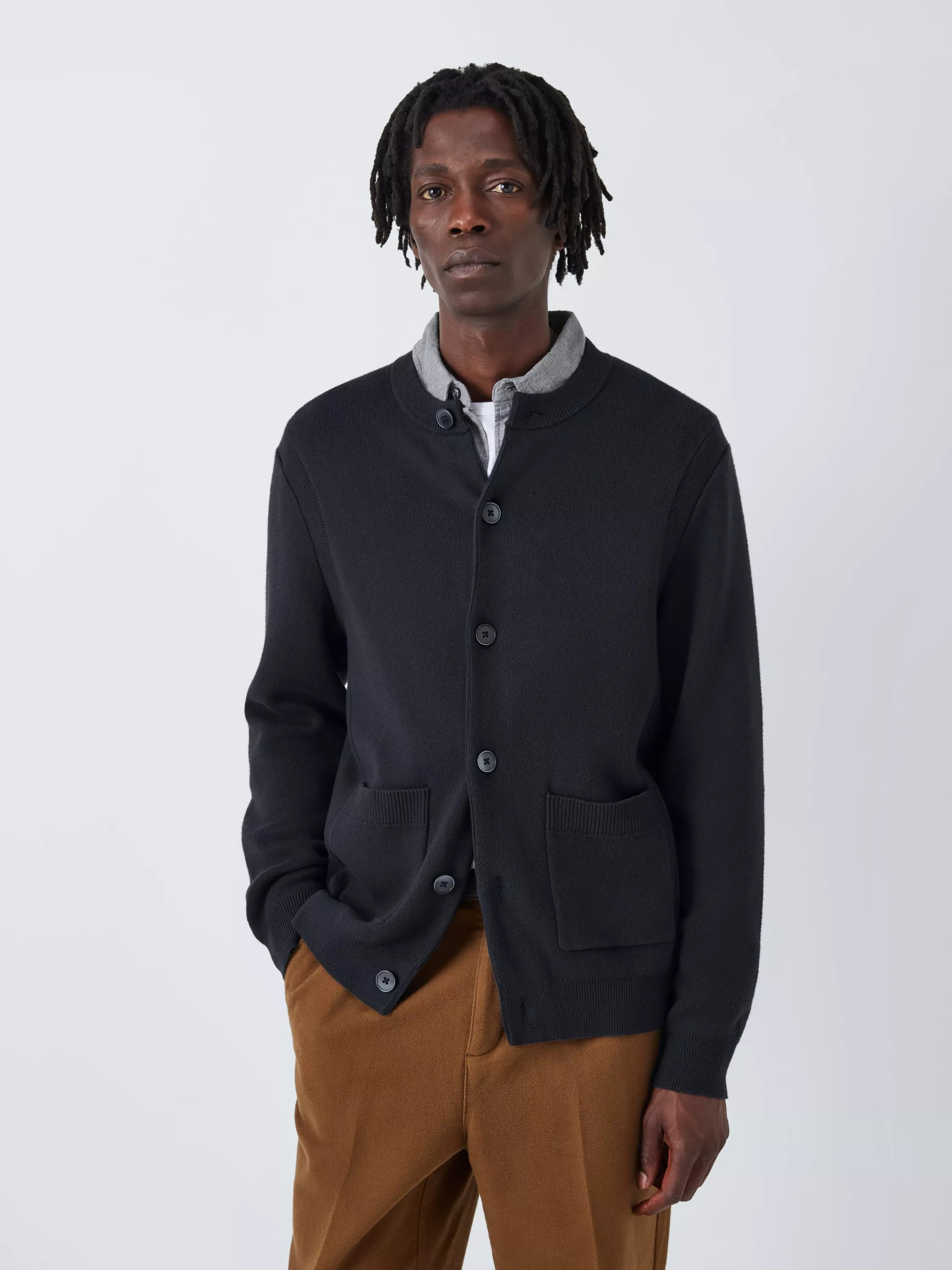 John LewisCotton & Cashmere Blend Knit Bomber, Blue Black | John Lewis (UK)