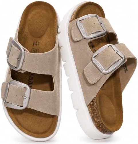 Project Cloud 100% Genuine Leather Sandals Women (Greecechunky) | Wedge Chunky Sandals for Women ... | Amazon (US)