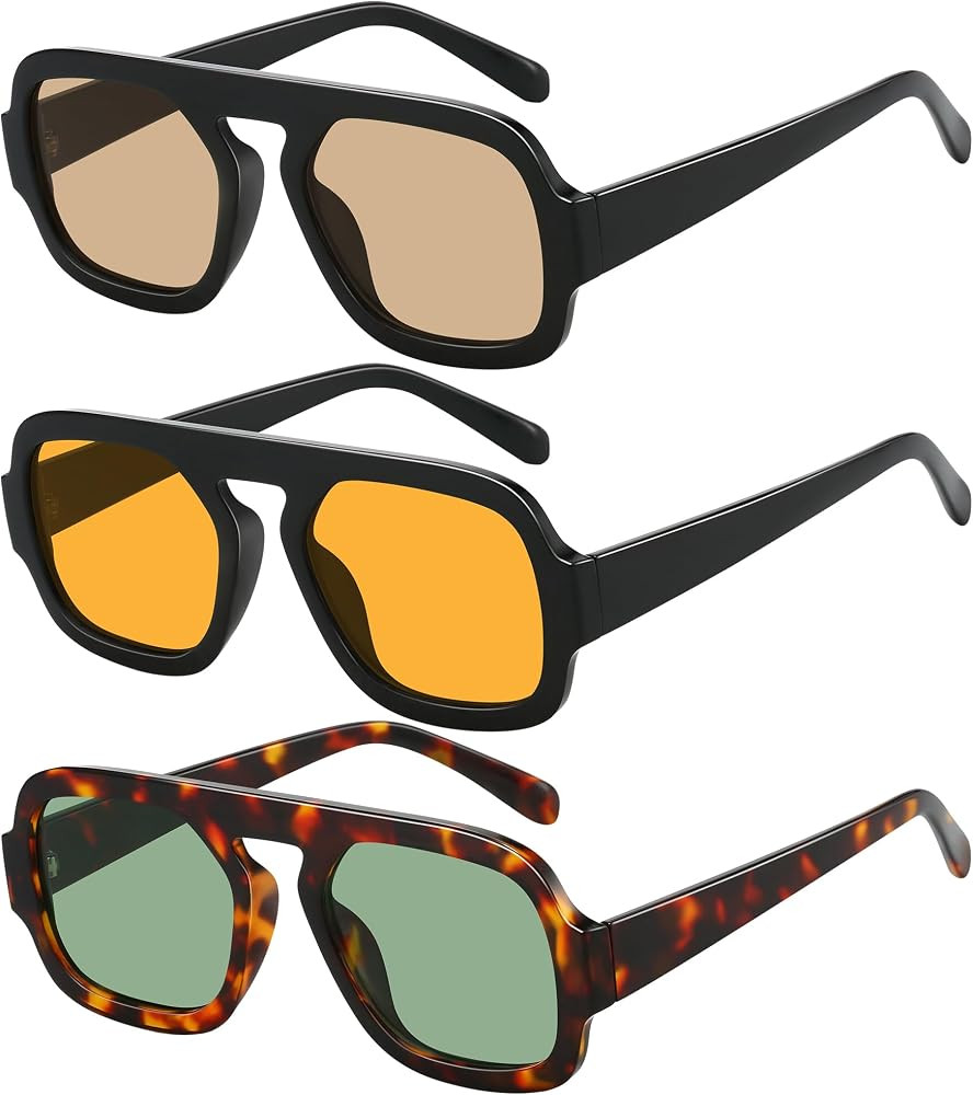 Square Aviator Sunglasses Womens - Trendy Sun Glasses for Women Men UV Protection Lightweight Com... | Amazon (US)